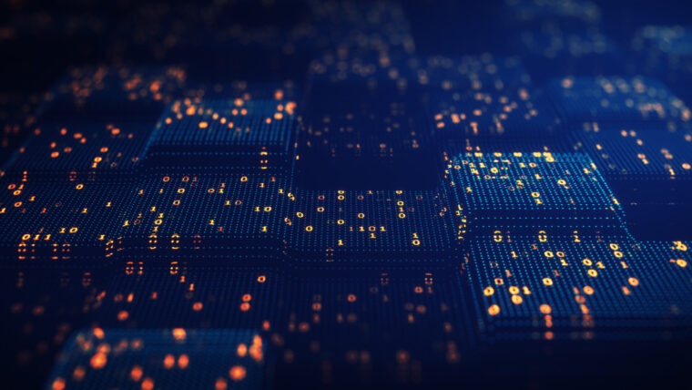 Blockchain concept, visualisation of data flow