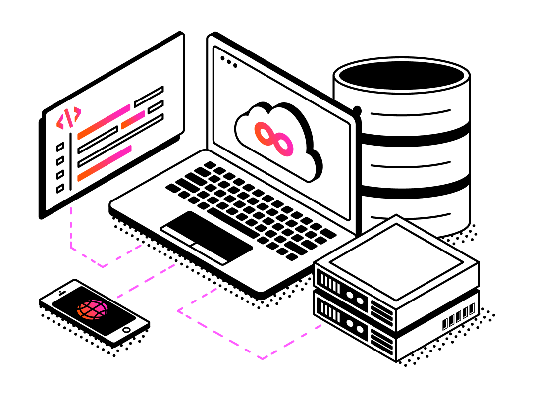 this illustration stands for machine learning deployment which can be done on a server, in the cloud, on edge devices, and more.