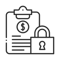 Icon representing a locked pricing document, symbolising consistent and secure quoting logic