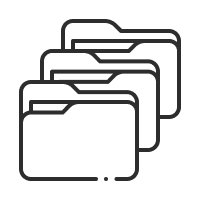 Icon representing a searchable project archive with stacked folders